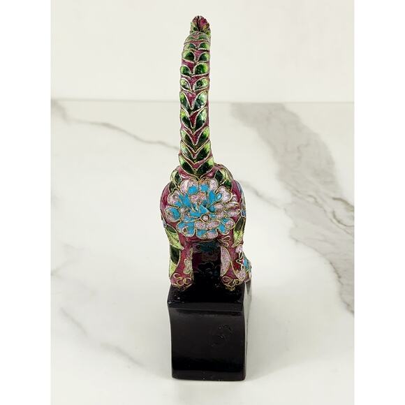 Cat Kitten Lovers 6" x 2 1/4" Ceramic Pink Multicolor Wood Base Home Decor - Picture 7 of 15